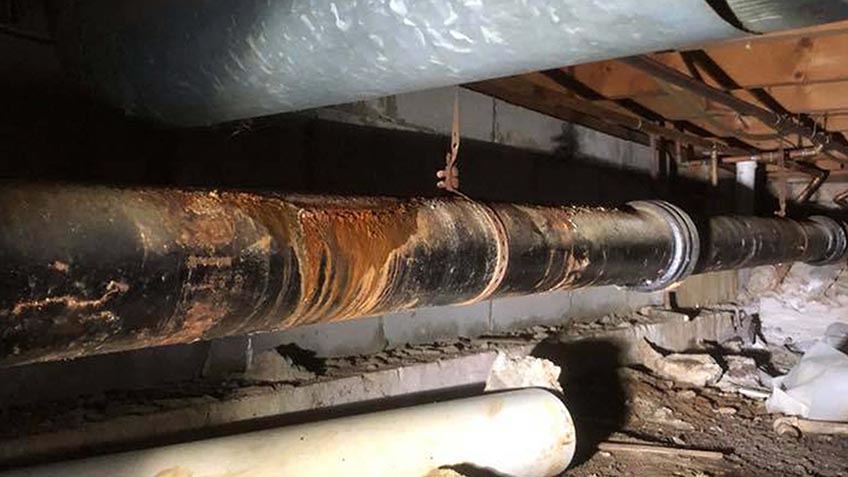 Damaged pipe being relined